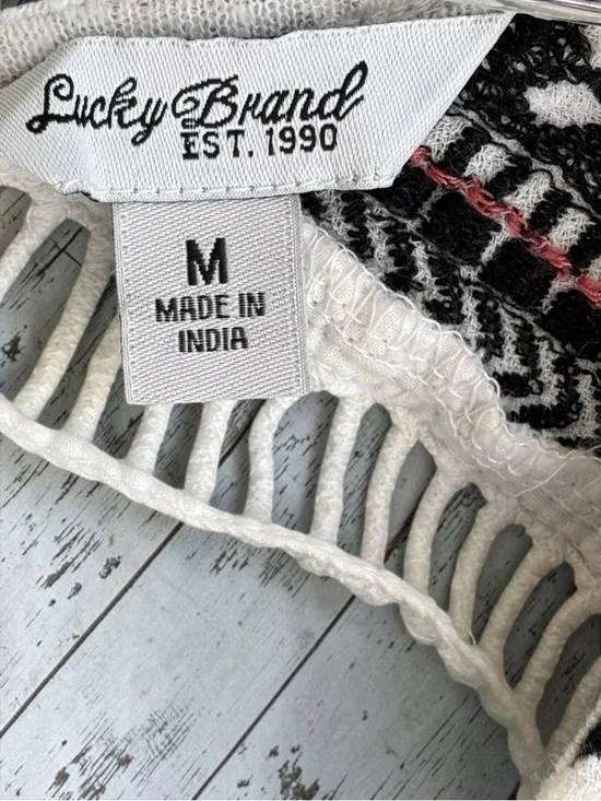 Lucky Brand Aztec Tank Top Medium Boho Embroidered Tribal Linen Blend Sleeveless - Picture 3 of 10